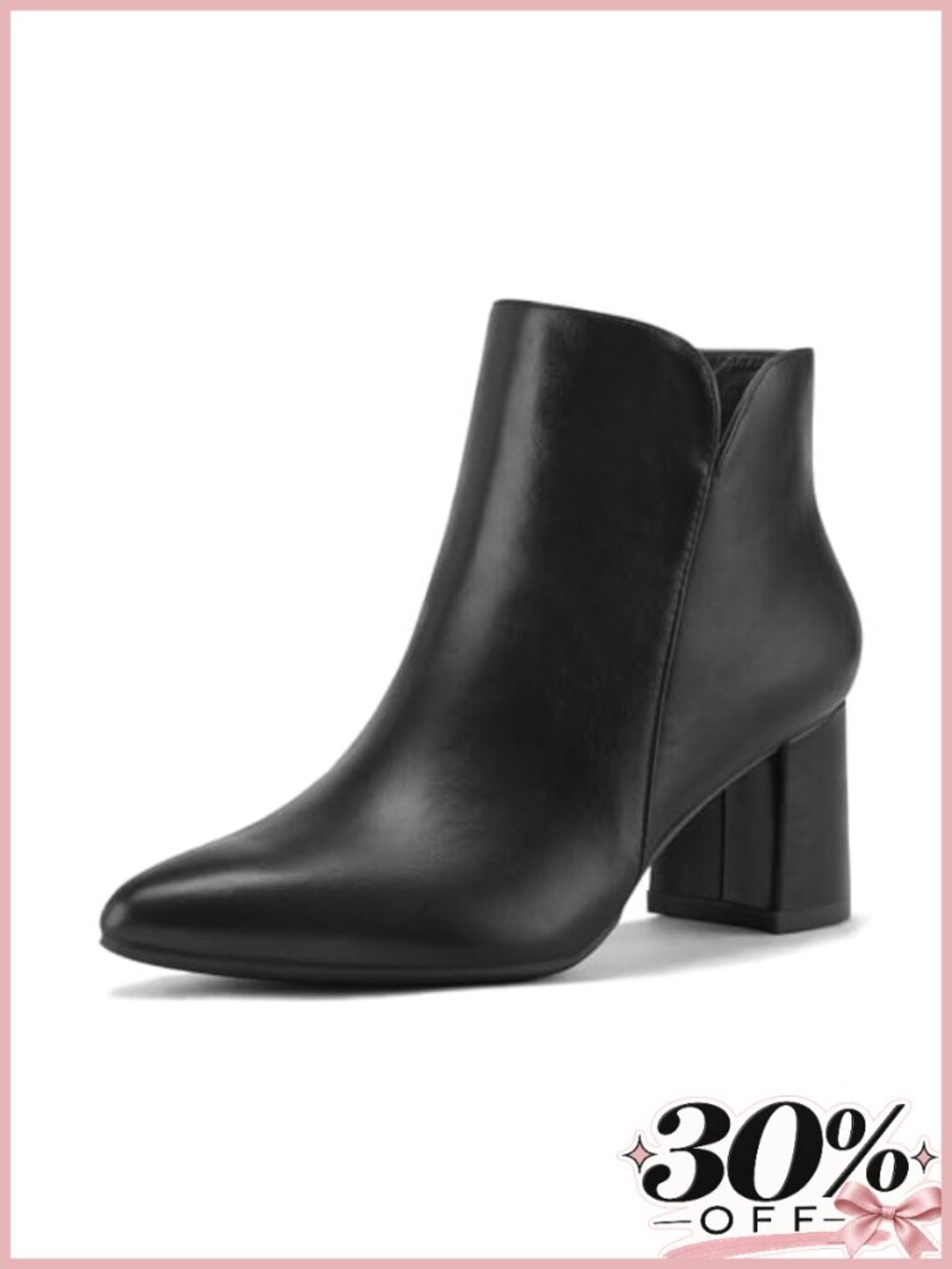 Women's Ankle Boots Chunky Block Heel Pointed Toe Dressy Booties with Side Zip